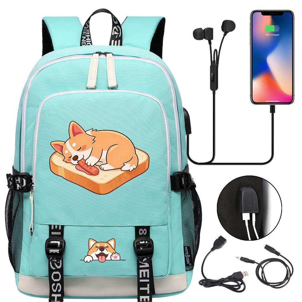 Zaino carino Shiba Inu per adolescenti ragazzi con USB, Borsa di grande capacità per il ritorno a scuola per studenti, Viaggi quotidiani