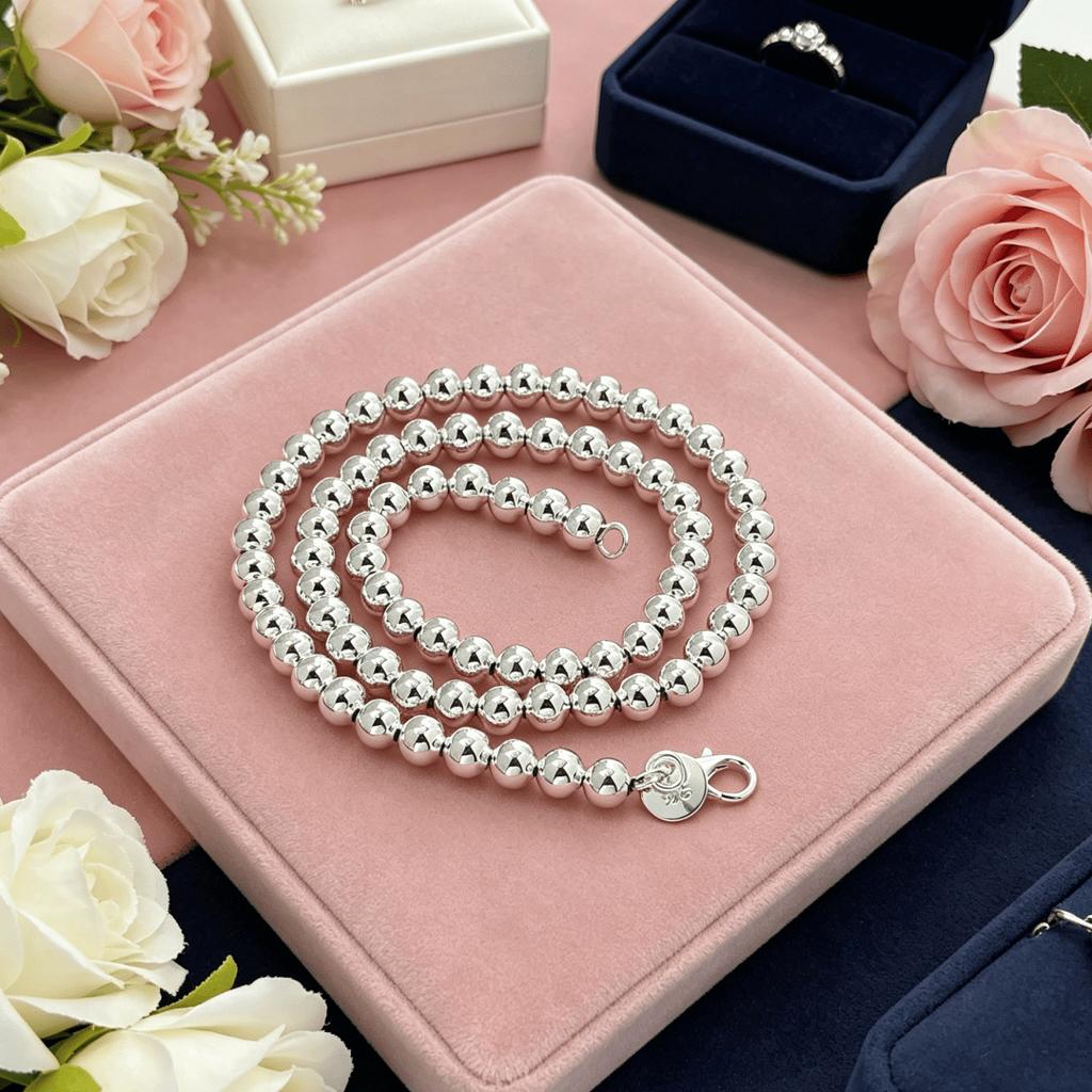 Trendy products 925 Sterling Silver 8MM custom beads chain necklace for Women men Fashion Affordable jewelry party wedding Gifts