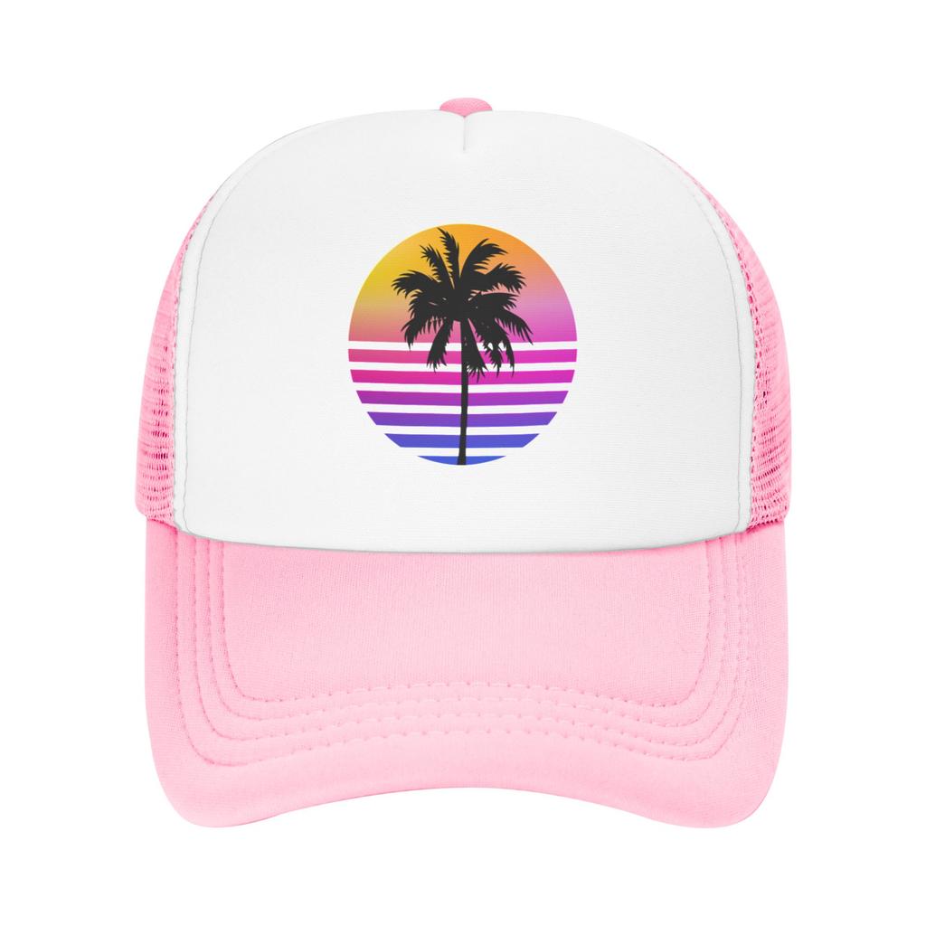 Fashion Retro s Sunset Palm Tree Aesthetic  Mesh baseball cap  Vintage Denim Hat Sun Hats