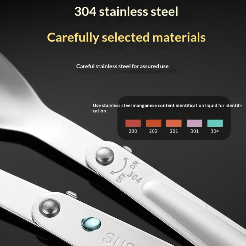304 Stainless Steel Solding Spoon Outdoor Portable Fold Spoon Fork Knife Travel Folding Spoon Camping Hiking Picnic Tableware
