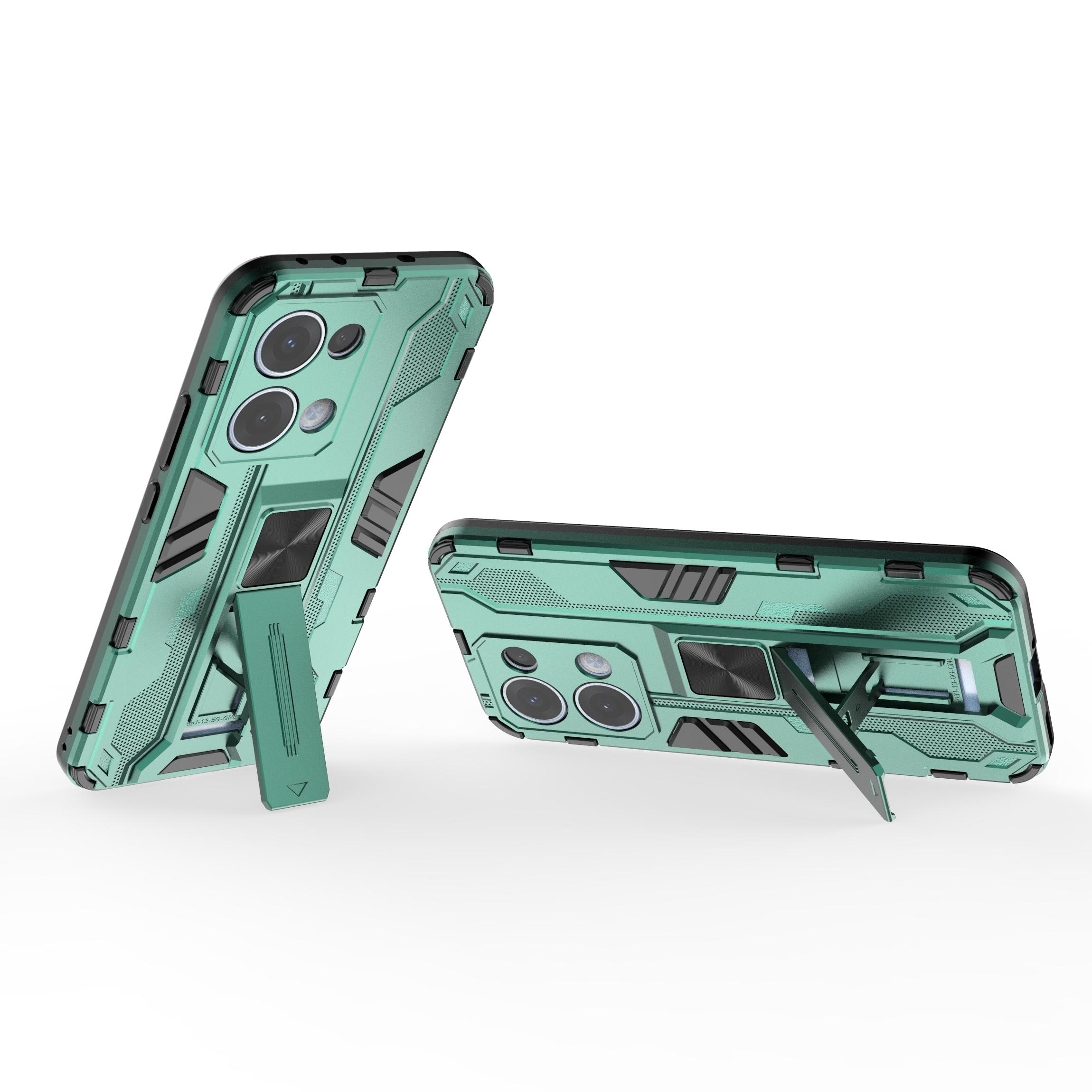 

For Oppo Reno13 5G (Global) Case PC+TPU Shockproof Phone Cover with Kickstand Green