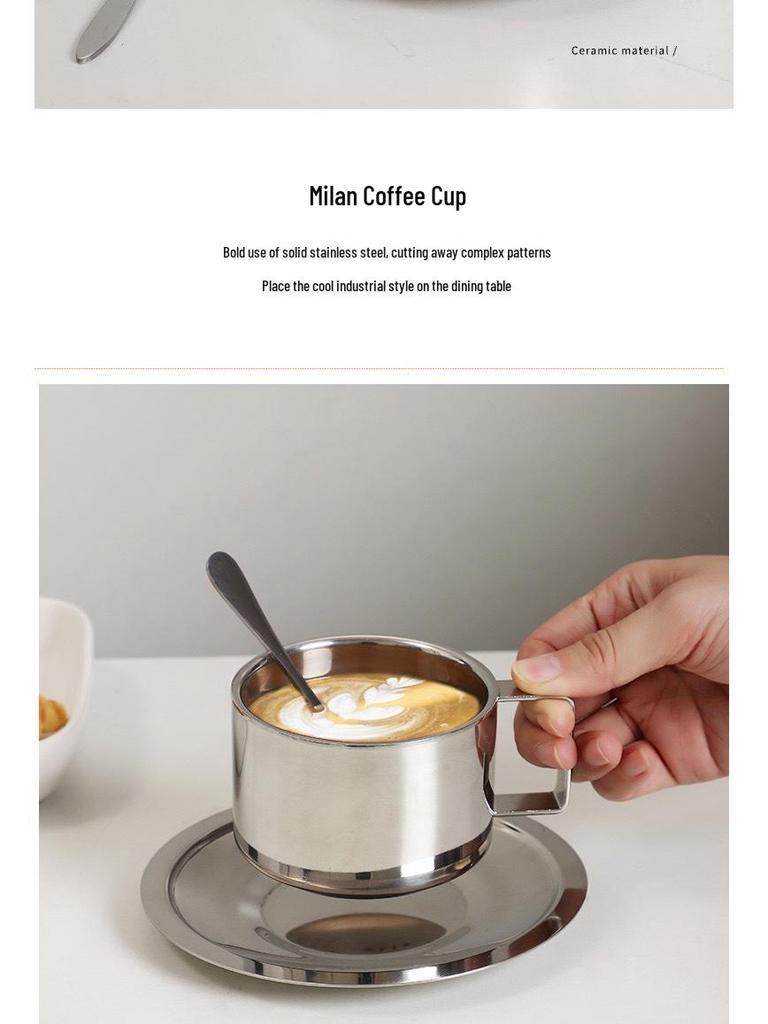 Milan Luxe Stainless Steel Double-Walled Insulated Coffee Mug Set