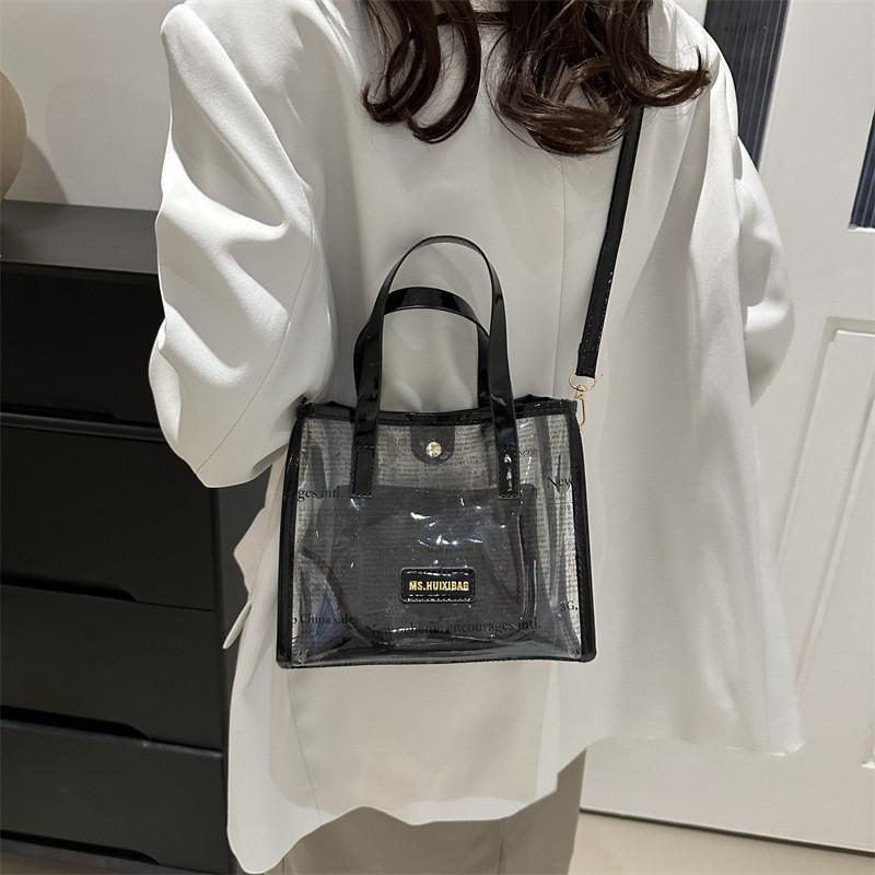 Stylish Large Capacity Transparent Jelly Shoulder Bag For Mothers 2024 Spring New Street Fashion Tote Bag