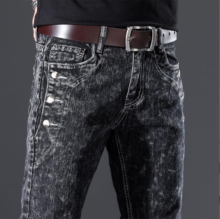 2023 Men's Black Slim Fit Elastic Jeans - Spring & Autumn Style