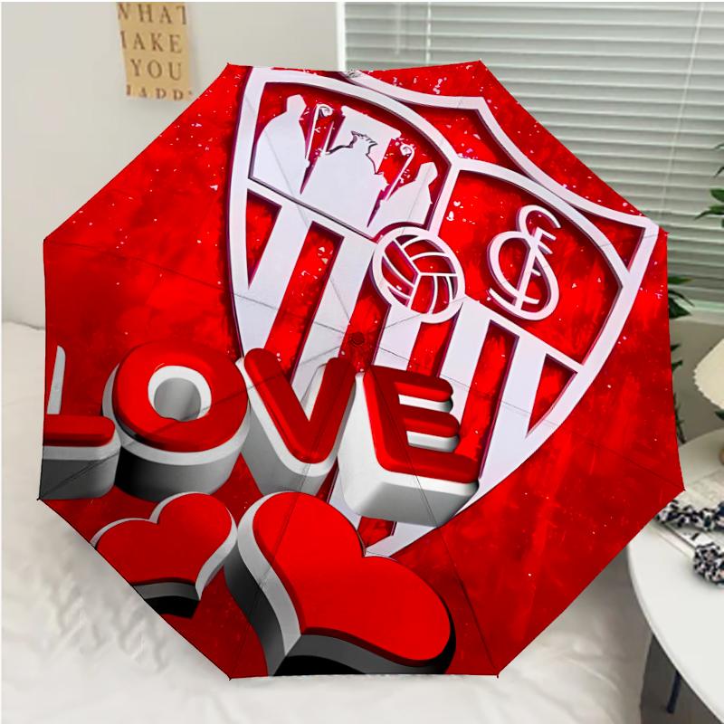 Seville logo Print Automatic Umbrella, 8 Rib Iron Frame, Plastic Handle, Suitable for Outdoor Travel &Daily , Ideal Gift