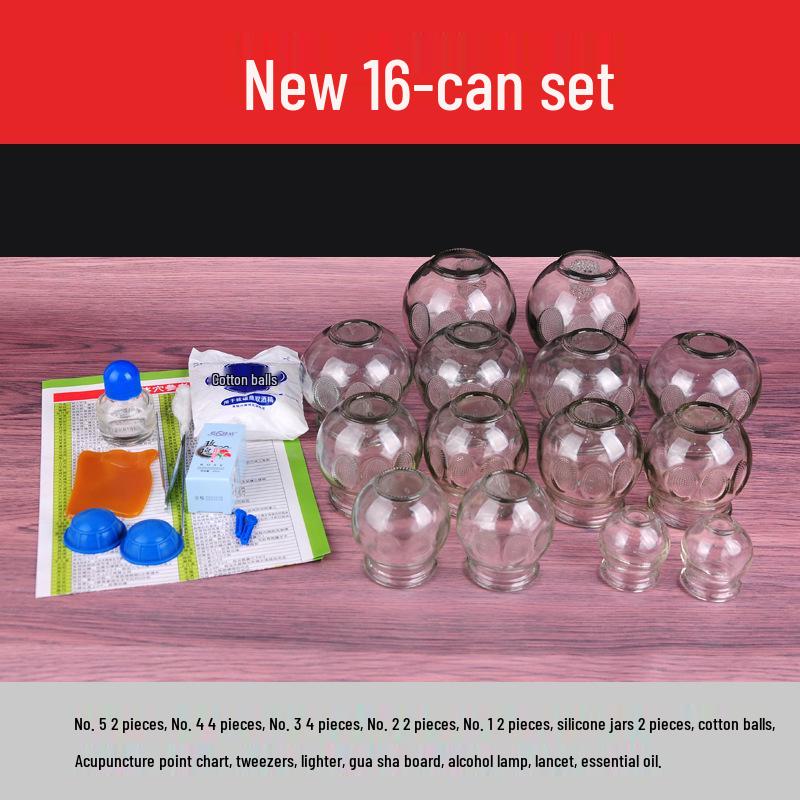 Thickened Glass Traditional Chinese Cupping Set - Health Care Vacuum Jars for Home Use