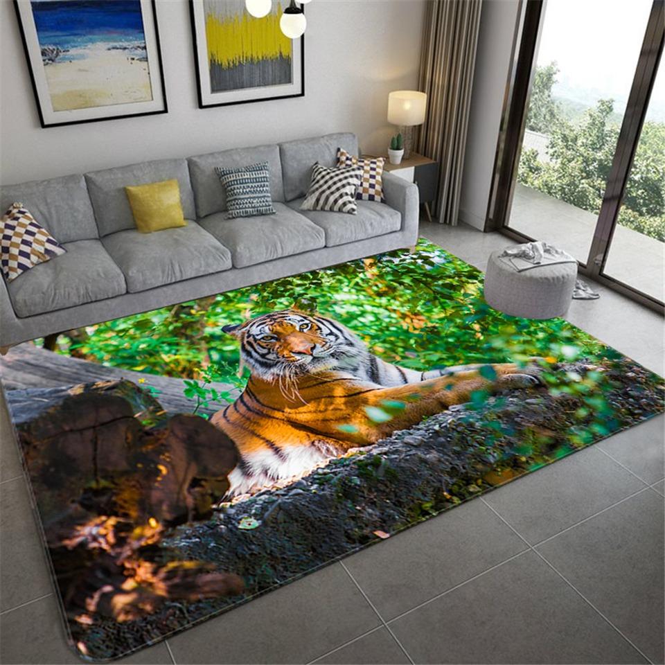 Animal Tiger Living Room Carpet Home Entrance Welcome Door Mat Children's Crawling Playing Soft Pad Bedroom Corridor Decor Rugs