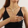 Elegant Necklace Earrings Bracelet Set Sparkling Crystal Wedding Ornaments  Festival