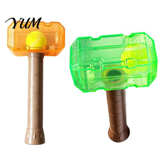 Indestructible Dog Toys 2Pcs Squeaky Hammer with Tennis Ball Inside, Interactive Fetch Toys, Safe Pet Equipment Rubber Chew Toy for Medium Large Dogs