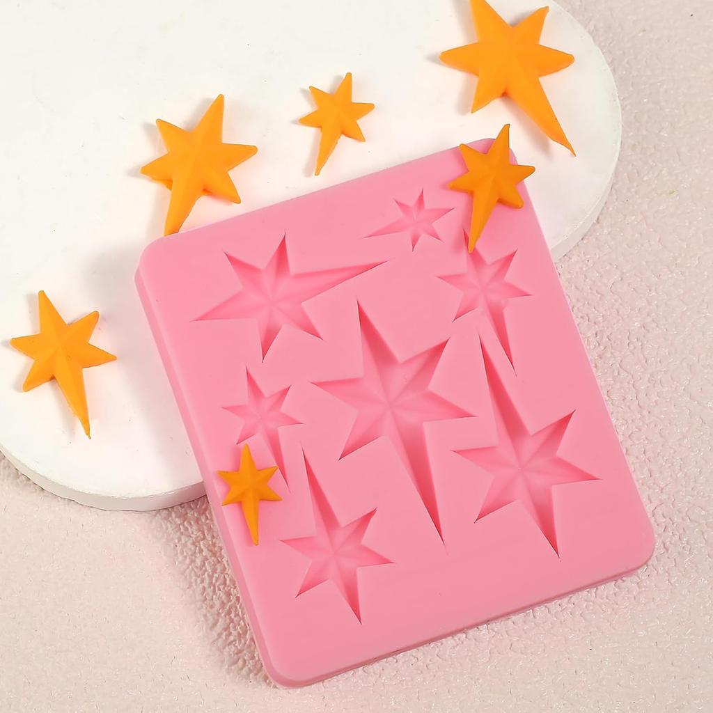 1 Pcs Hexagonal Star Chocolate Silicone Mold, 3D Star Candy Fondant Mold, Suitable for Holiday Party Cake Decoration, Cupcake Toppers, Cookies,