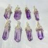 Handmade Wire Wrapped Natural Crystal Healing Stone Fine Jewelry High Quality Cruz Amethyst Raw Stone Pendant Necklace