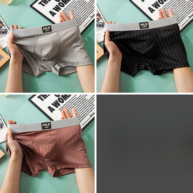 3pcs Summer Mesh Men's Ice Silk Underwear Breathable Quick Drying Men's Flat Underwear Solid Color Square Underwear Boxer Brief
