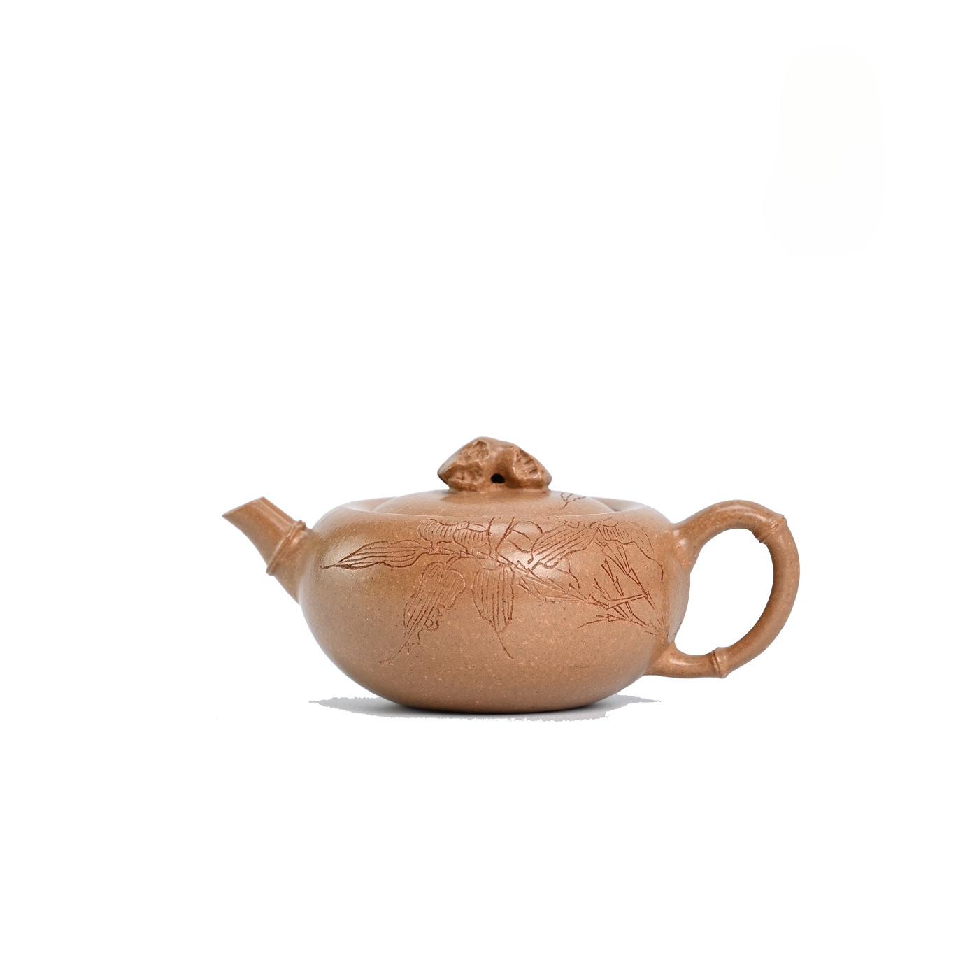 

100ml Authentic Yixing Purple Clay Teapots Hand-carved Bamboo Joint Taihu Stone Pot Raw Ore Section Mud Kettle Zisha Tea Set