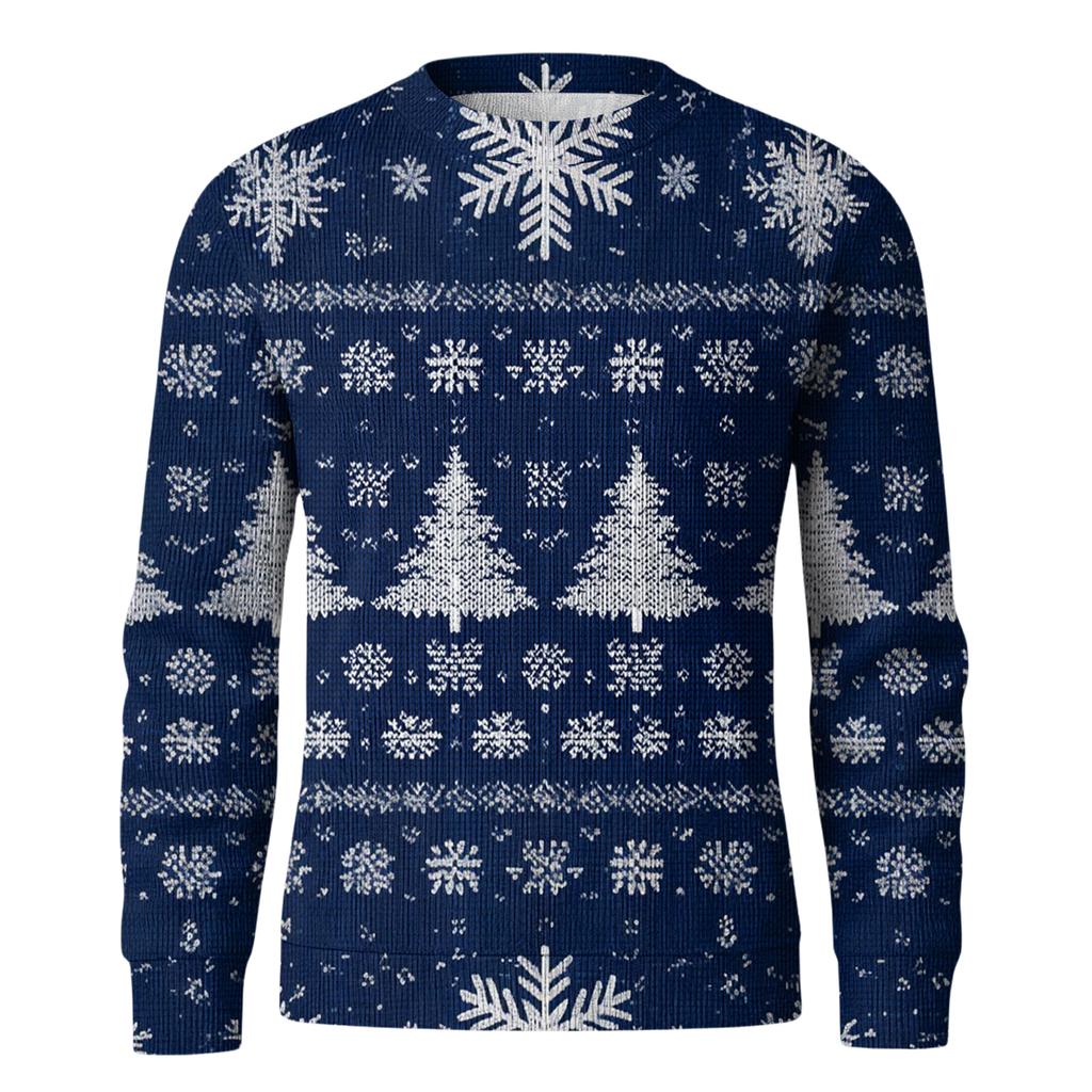 Herren Rundhals Langarm Rippstrick Pullover