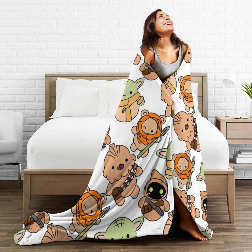 Grogu W-Warss Baby Yodas Blanket  Soft Warm Print Plush Throw Blanket For Bedroom Picnic Flannel Bedspread Bed Cover