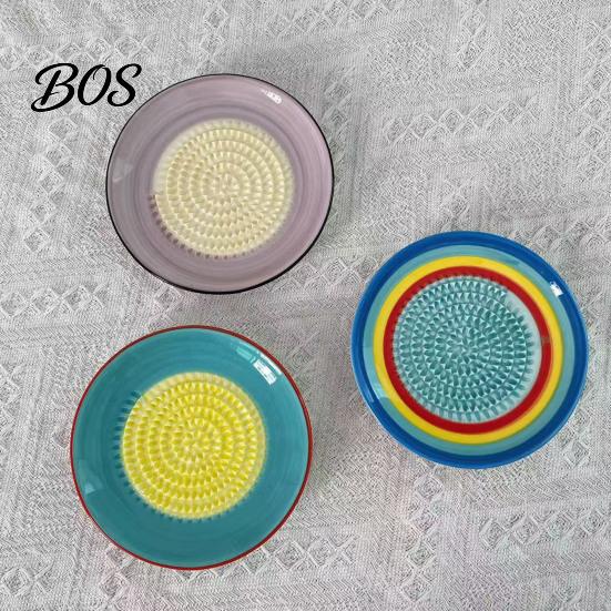 Compact Ceramic Grinding Bowl Garlic Grater Bowl, Multifunctional Ginger Mincer Plate for Food, Spanish Tomato Roaster Dish, Kitchen Tool