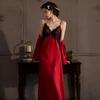 New long dress women's summer sexy ice silk pajamas suspender lace backless imitation silk homewear
