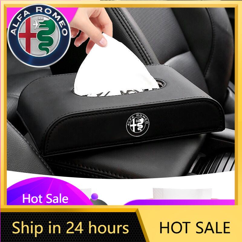 Car Stickers For Alfa Romeo Car Armrest Tissue Box Leather Auto Seat Back Hanging Tissue Box For Alfa Romeo Giulietta GT 159 147