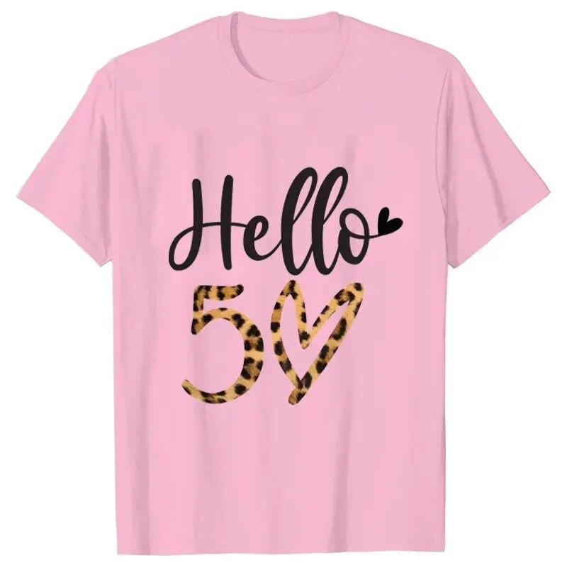 Women 50th Birthday Party T-shirts Birthday Squad Crew Tee Chapter Hello 50 Fabulous Leopard Graphic Tops Harajuku Summer Tshirt