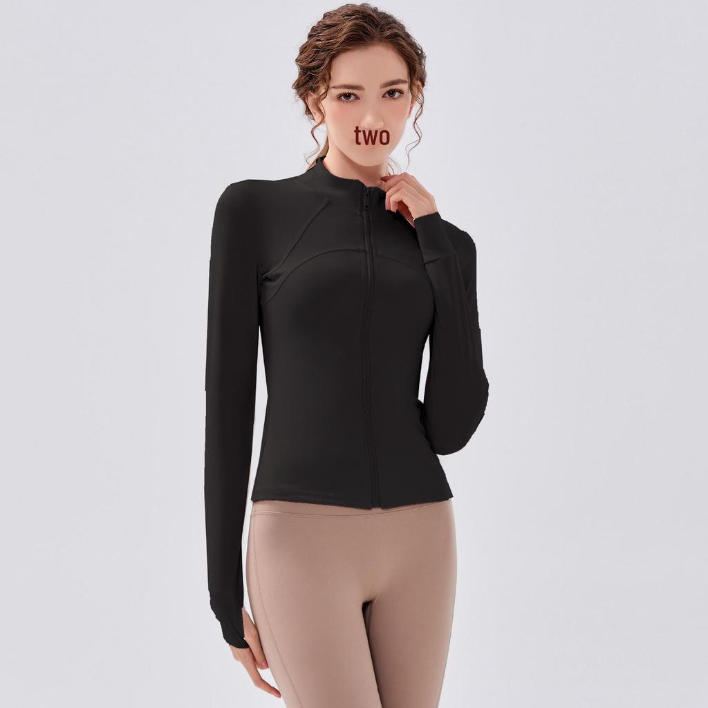 Samt-Reißverschluss Langarm Yoga- und Fitnessjacke für Herbst/Winter Training & Radfahren