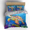 Colorful Sea Turtle Design Trio Exquisite Three-Piece Bedding Set Gift For Kids And Adults