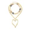 SHIXIN 2Pcs/Set Bohemia Exaggerated Big Love Heart Pendant Necklace Set for Women Vintage Irregular Beading Necklace Y2K Jewelry