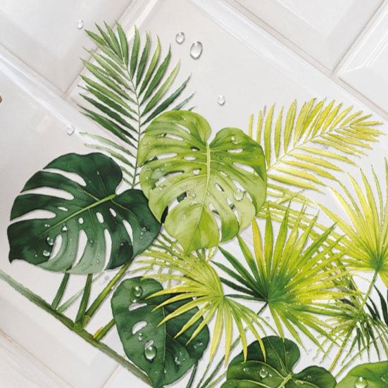 Boho Tropical Plants Wall Decals for Living Room Natural Palm Tree Monstera Leaf