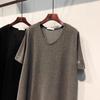 Plus Size Summer 2025 V-Neck Heart Short Sleeve Women's Loose Slimming T-Shirt