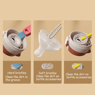 3 In 1 Cup Lid Cleaning Brush - Portable Crevice Cleaning Brush For Bottle Lid Gap - 3 Pc Cute Flower Multi Functional Cleaner