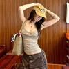 Draped Collar Cami Top Women Sexy Pure Desire Spaghetti Strap Vest Summer Daily Wear