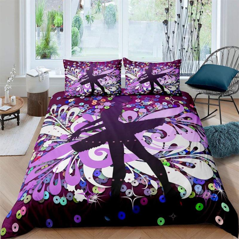 Ballet Princess Dancer Duvet Cover 3D Sparkling Glittering Star Bedding Set Cartoon Animal Swan Quilt Cover For Child Boys Teens