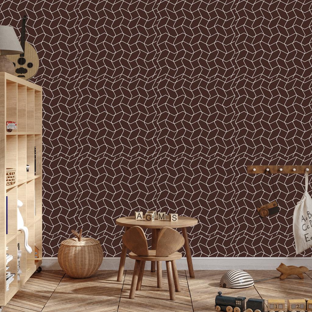 Wallpaper Geometric Pattern Burgundy and Red for Living Room and Bedroom 50x1000