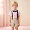 Boys' Multicolor Striped Bearer Suit Set for Fall Weddings