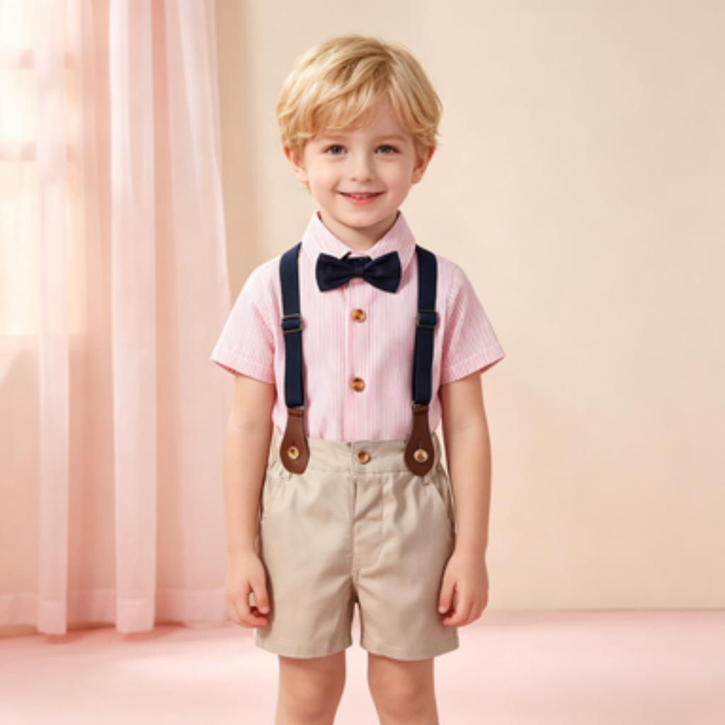 Boys' Multicolor Striped Bearer Suit Set for Fall Weddings