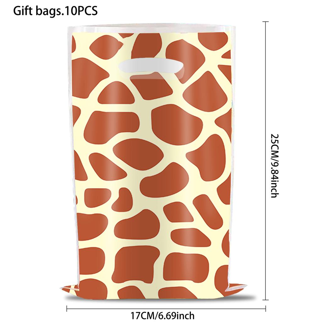 10-40pcs Animal Print Birthday Party Return Candy Handle Kids Gift Jungle Party Plastic Tote
