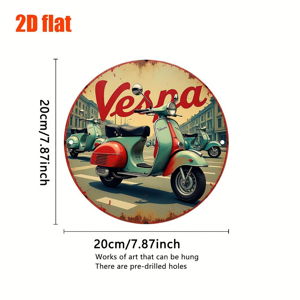 2D Flat, 2D Flat Retro Vesna Scooter Metal Wall Art - Vintage Aluminum Tin Sign, 19.69x19.69inch, Easy to Install, Perfect for B