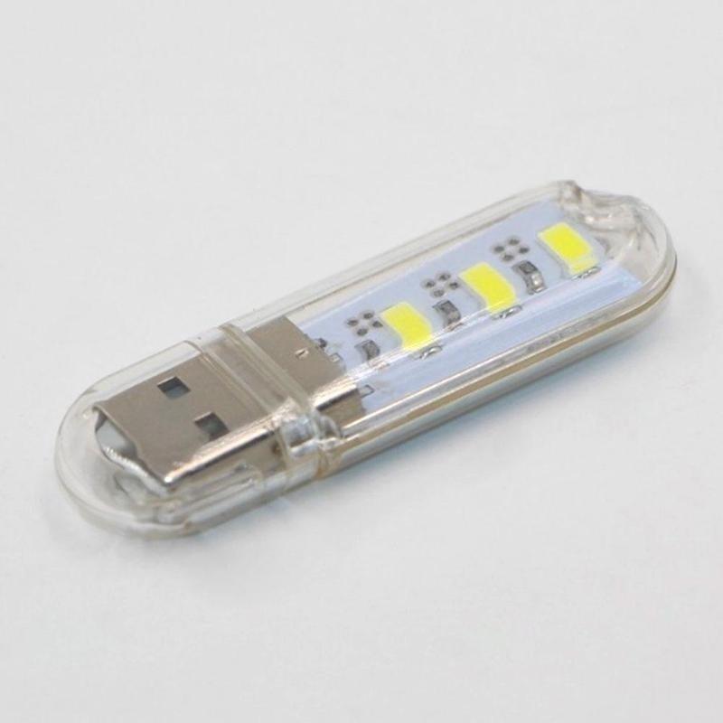 2/PCS Mini Portable Bright 3 LED Night Light USB Lamp for PC Laptop Reading 5730 SMD