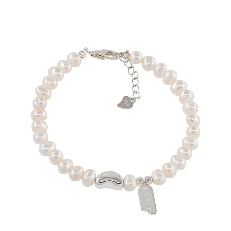 New 925 Silver Bracelet Pearls Knots Bracelet for Women Fashion Heart Pearls Bracelet Luxury Jewelry Accessories Gift