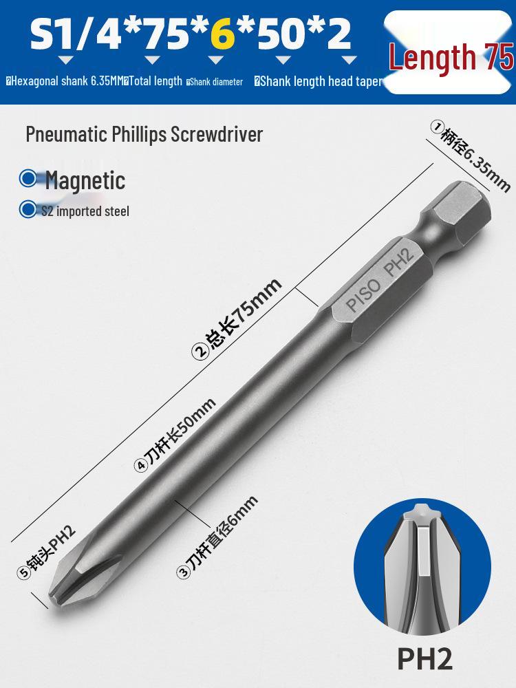 Hexagonal Magnetic Pneumatic Air Screwdriver, S2 1/4 Electric Bit Set