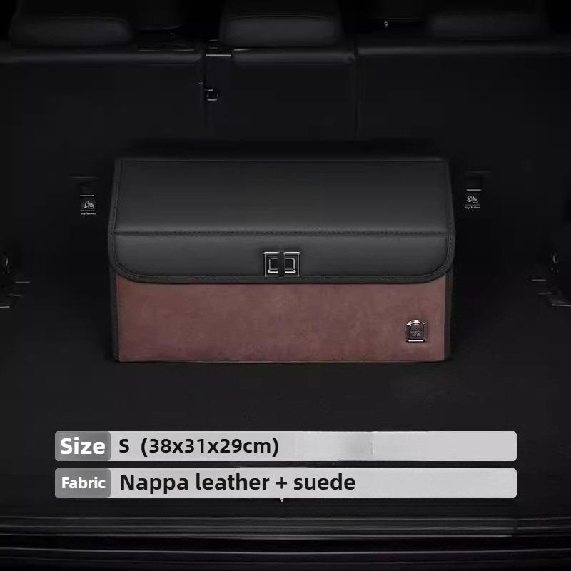 Light Luxury Suede Car Trunk Storage Box Large Capacity Foldable Car Trunk Organizer Trunk Accessories Car Storage Organizer Box Coffee - S