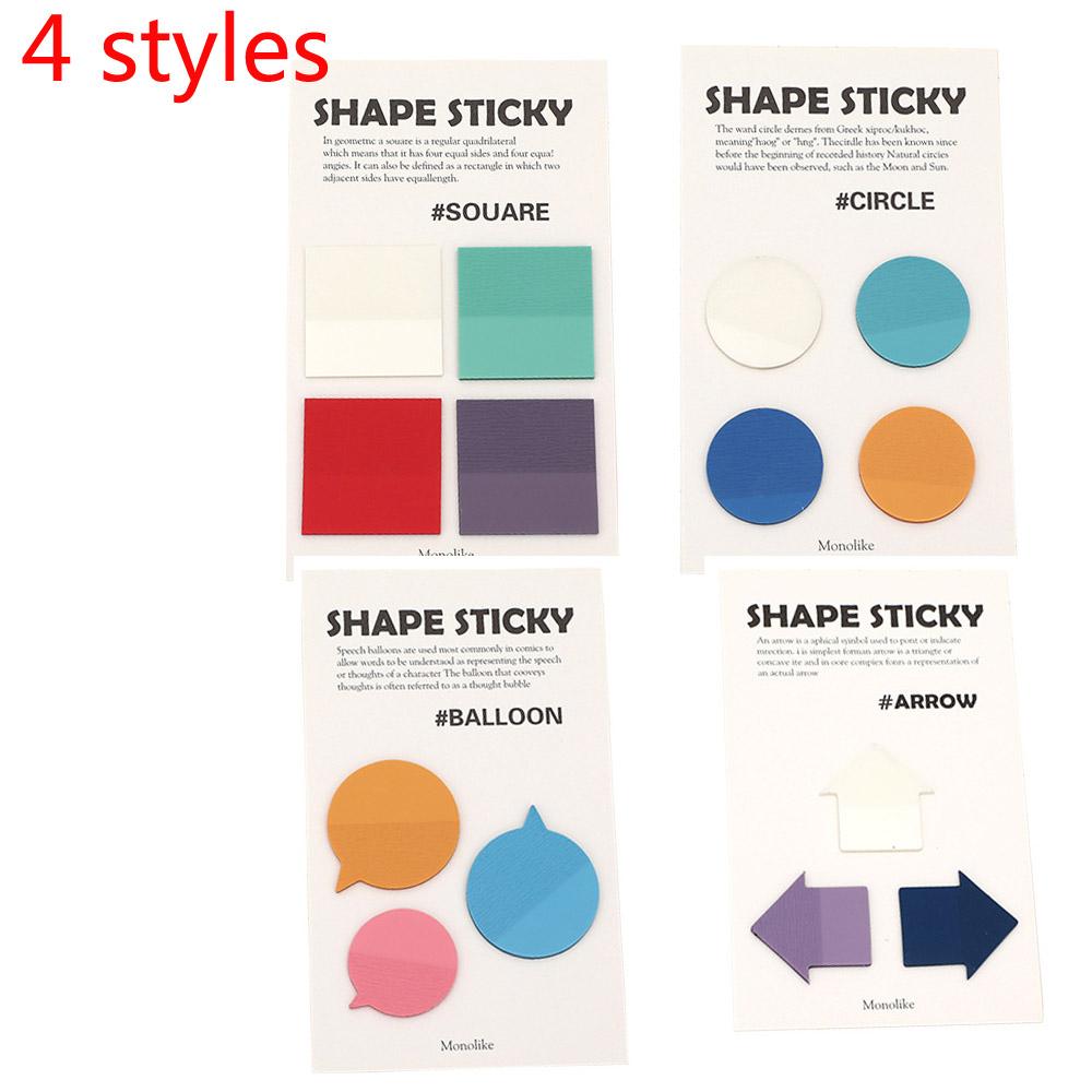 4 Styles Sticky Notes Memo Pad Macaron Cute Transparent Shape Inforgraphic Sticky Notes Pad Index Stickers for Office Stationery