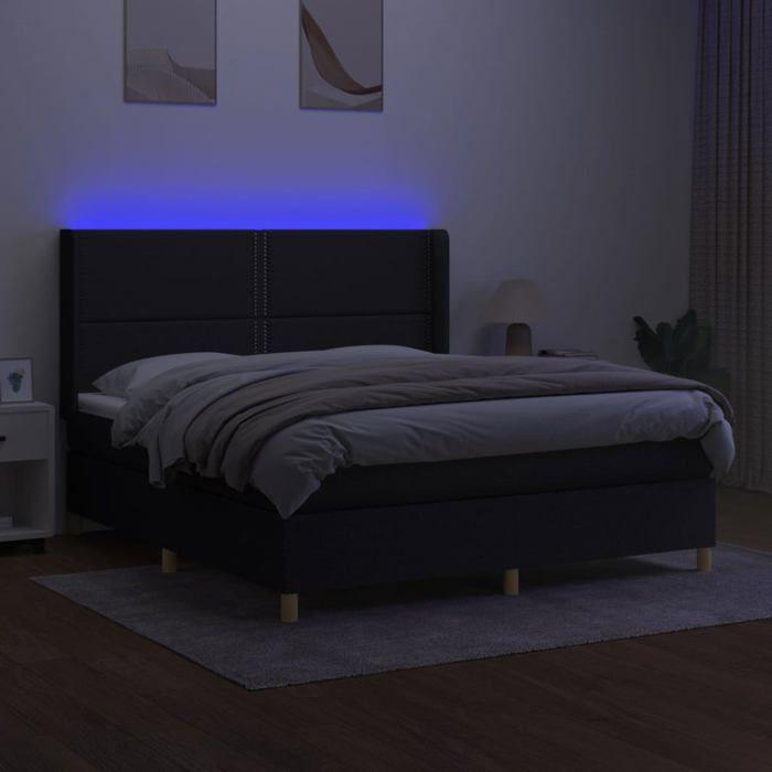 VidaXL Slat Bed Base with Mattress and LED, Upholstered Bed, Double Bed, Adult Bed for Interior Bedroom, 3138815
