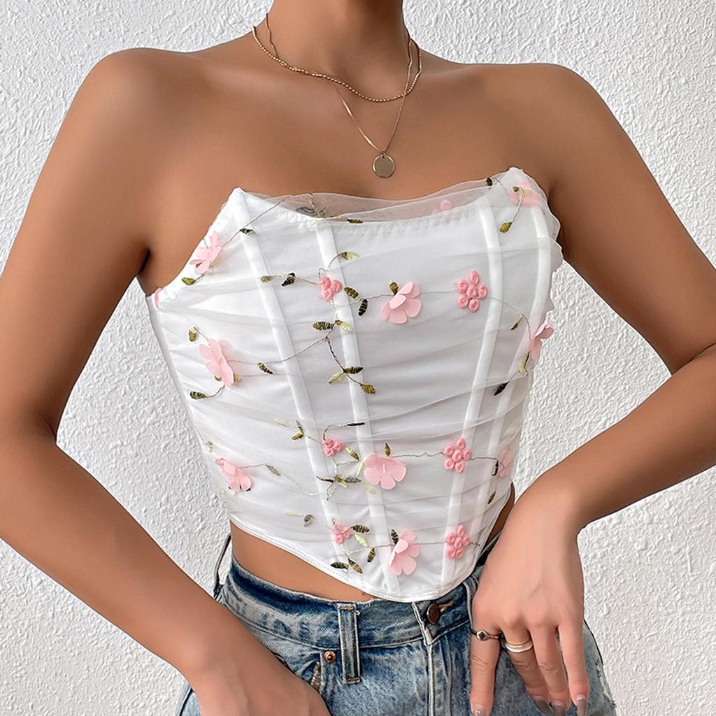 Europa und Amerika Street Fashion Blumenstickerei Fischgräten-Mesh-Garn Haben Bargeld Weniger Als Das In Den Konten Registriert Ist Äußere Riemen