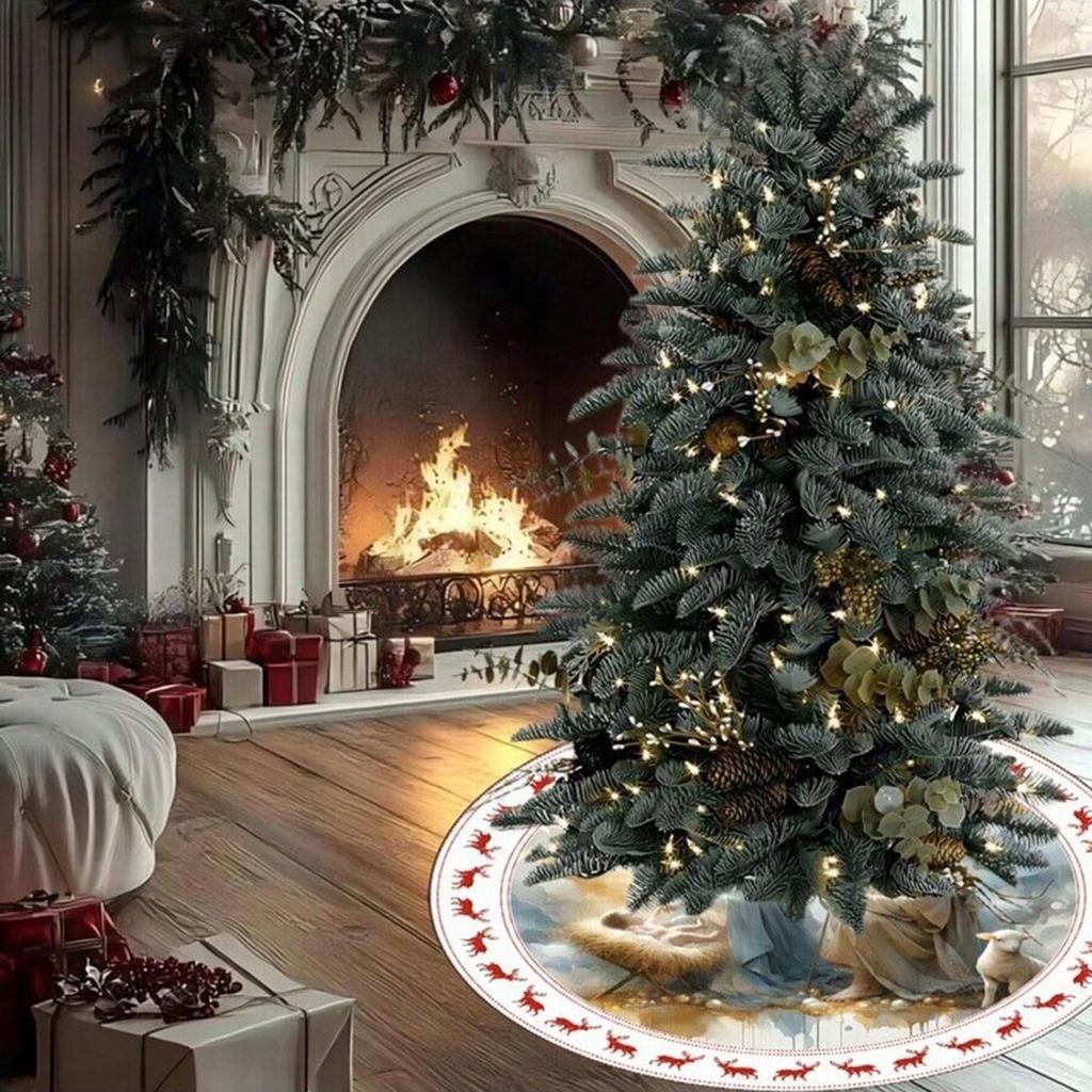 Zlatá vločka Sukně pod vánoční stromek se zlatými třpytivými vločkami Zimní sváteční dekorace Vánoční atmosféra Sukně pod stromek