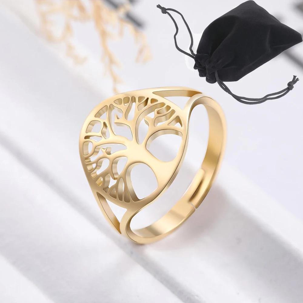 Skyrim Tree Of Life Ring Stainless Steel Gold Color Adjustable Finger Rings Amuelt Jewelry Anniversary Gifts For Women
