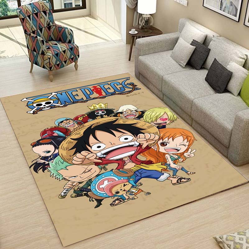 One Piece Straw Hat Pirates Square Floor Mat Living Room Bedroom Decor,Cartoon Welcome Mat