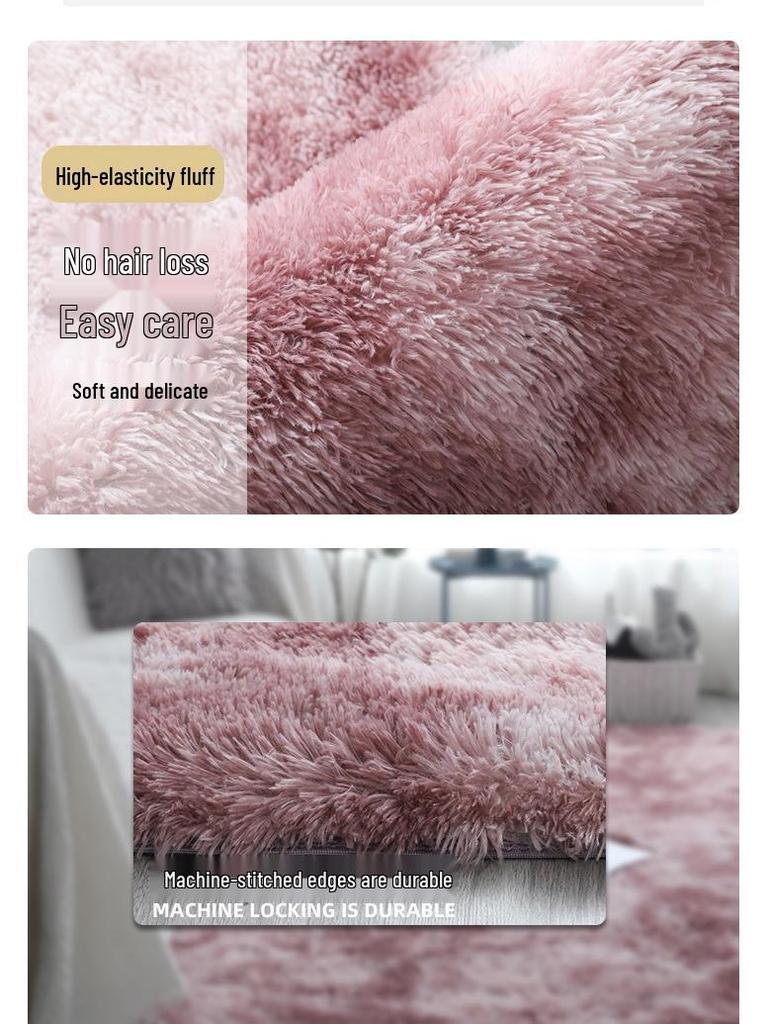 Nordischer Seiden- und Wollteppich: Wohnzimmer Couchtischteppich, Schlafzimmer Vollflächige Nachttisch-Bodenmatte