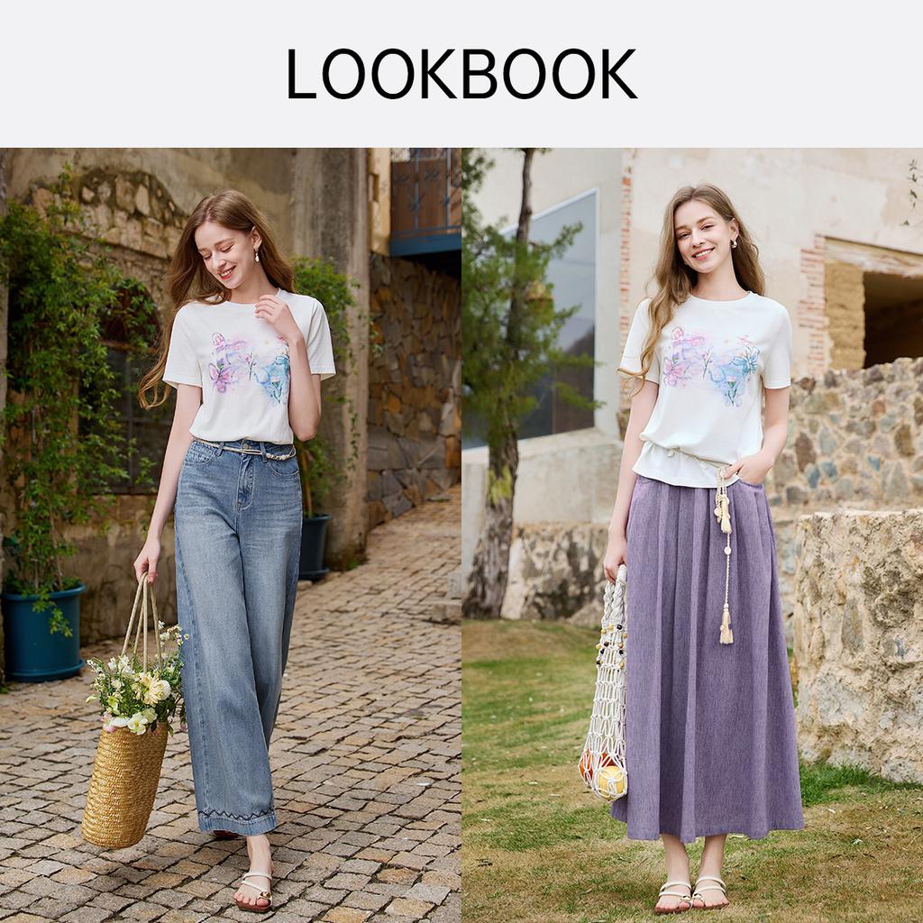 Artistic style blended printed t-shirt