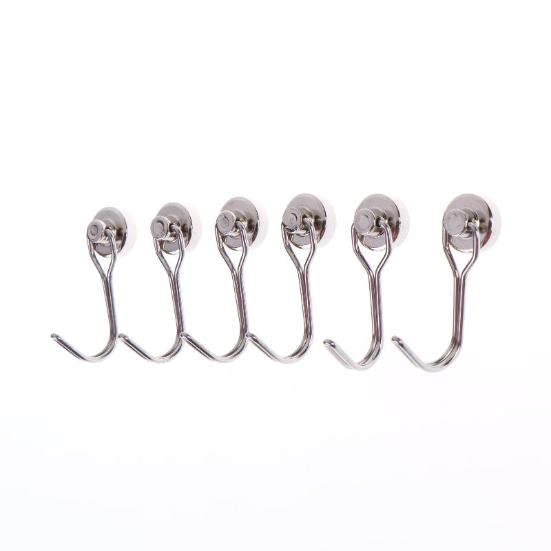 

6Pcs Magnetic Hook Heavy Duty Magnet Hook With Swivel Hook For Home Kitchen Refrigerator Wreath Key срібний