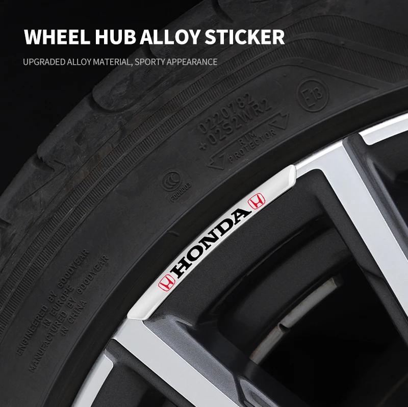 4pcs Car Wheel Hub Sticker Tire Rim Strips Sticker Accessories For Honda Civic Accord Fit CRV Jazz Odyssey Insight Legend HRV XL7 lcnd9